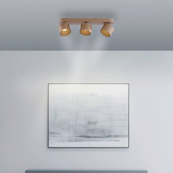 PURE reflektor sufitowy LED Cup, kolor brązowy, 56 cm, metal, 3-punktowa. możliwość ściemniania, brązowy / mosiężny, salon / jadalnia, metal, nowoczesny