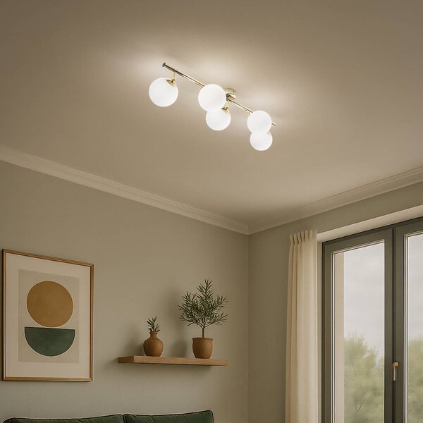 Lampa sufitowa Drum Domiluce, możliwość ściemniania, mosiężny / złoty, salon / jadalnia, metal
