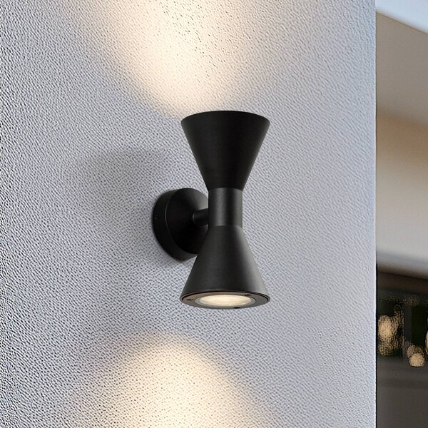 Kinkiet zewnętrzny Xalor Lucande, możliwość ściemniania, czarny, aluminium, nowoczesny