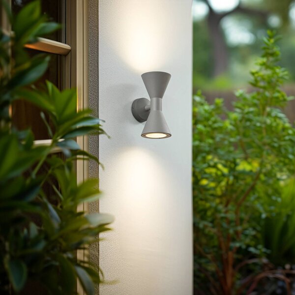 Kinkiet zewnętrzny Xalor Lucande, możliwość ściemniania, aluminiowy / szary / cynkowy, aluminium, nowoczesny
