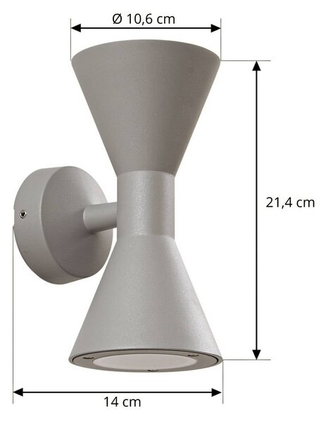 Kinkiet zewnętrzny Xalor Lucande, możliwość ściemniania, aluminiowy / szary / cynkowy, aluminium, nowoczesny