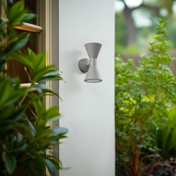 Kinkiet zewnętrzny Xalor Lucande, możliwość ściemniania, aluminiowy / szary / cynkowy, aluminium, nowoczesny