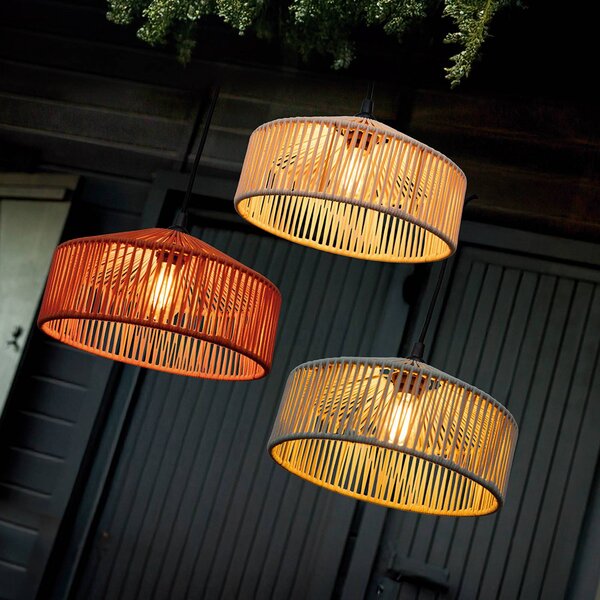 Newgarden Lampa wisząca Calabardina, biała, linka, Ø30cm, IP44 Calarbardina, możliwość ściemniania, biały / opal, tkanina / materiał / jedwab, skandynawski