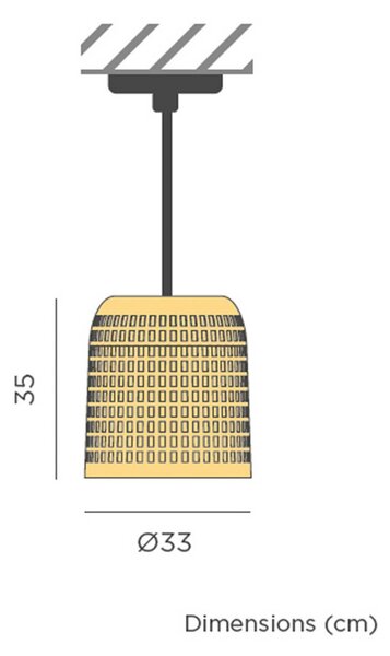 Newgarden Lampa wisząca Positano, naturalna, trawa morska, Ø33cm, IP44 możliwość ściemniania, jasne drewno, drewno, skandynawski
