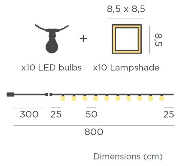 Newgarden łańcuch świetlny LED Vega, bambus, IP44 Vega, jasne drewno, drewno, nowoczesny
