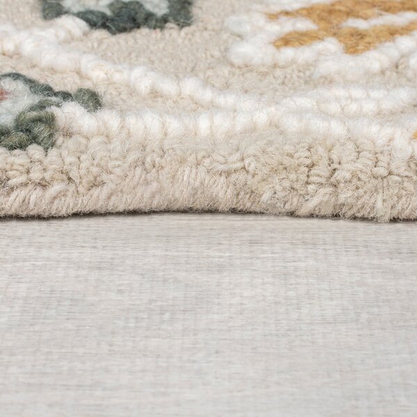 Jasnoróżowy wełniany dywan tkany ręcznie 120x170 cm Daphne Shaped Floral – Flair Rugs