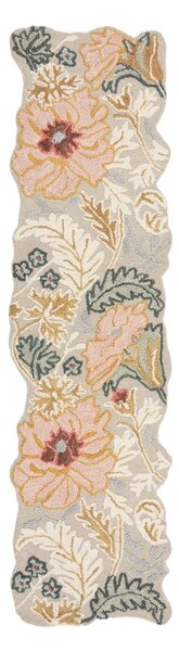 Jasnoróżowy wełniany chodnik tkany ręcznie 60x230 cm Daphne Shaped Floral – Flair Rugs