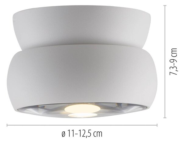 PURE Reflektor sufitowy LED Move, biały, Ø 12 cm, metal/szkło możliwość ściemniania, biały / opal, salon / jadalnia, metal, nowoczesny