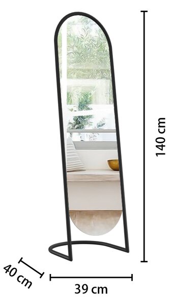 Duże lustro stojące w metalowej ramie JEF, 39,5 x 136 cm