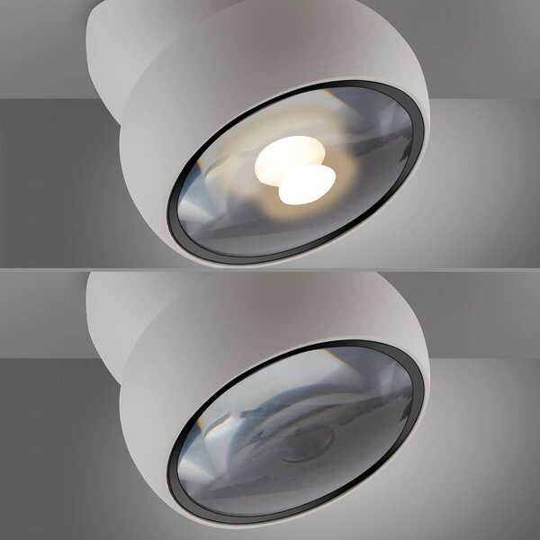 PURE Reflektor sufitowy LED Move, biały, Ø 12 cm, metal/szkło możliwość ściemniania, biały / opal, salon / jadalnia, metal, nowoczesny
