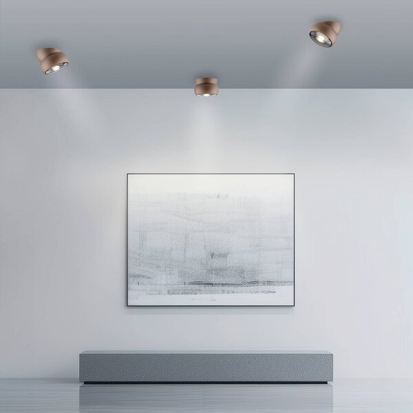 PURE Reflektor sufitowy LED Move, średnica 12 cm, kolor brązowy, metal/szkło możliwość ściemniania, brązowy / mosiężny, salon / jadalnia, metal, nowoczesny