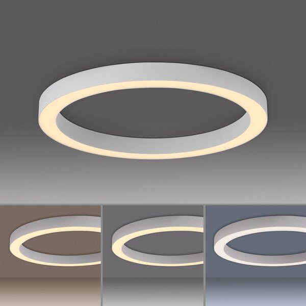 PURE Lampa sufitowa LED Lines, możliwość ściemniania, biały / opal, salon / jadalnia, aluminium, nowoczesny