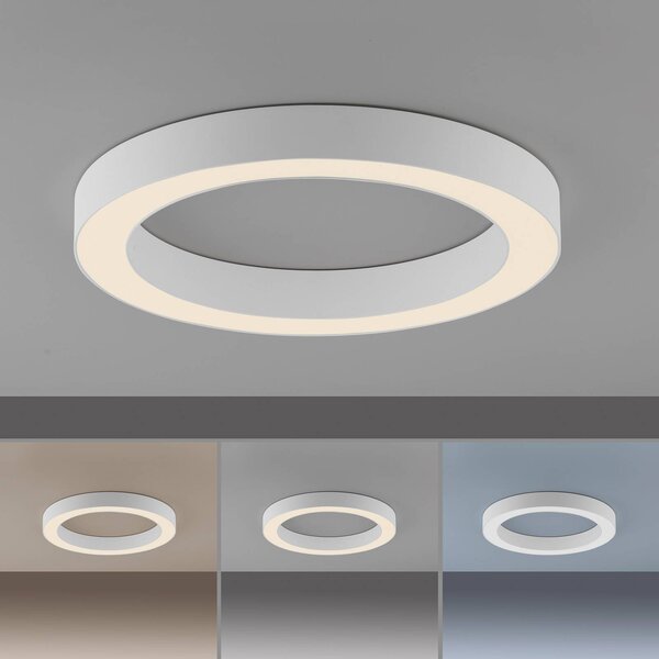 PURE Lampa sufitowa LED Lines, możliwość ściemniania, biały / opal, salon / jadalnia, aluminium, nowoczesny