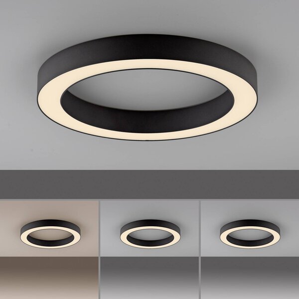 PURE Lampa sufitowa LED Lines, możliwość ściemniania, czarny, salon / jadalnia, aluminium, nowoczesny