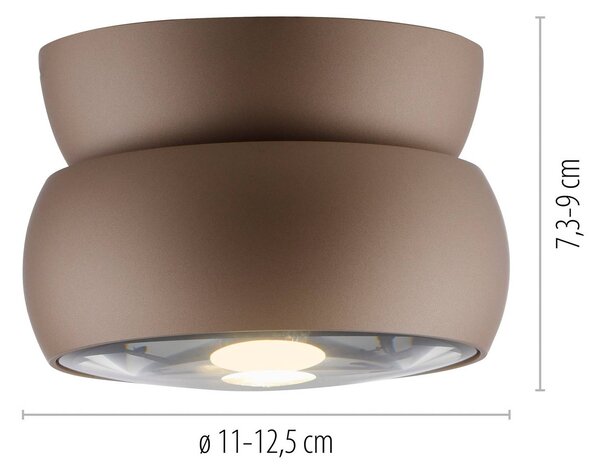 PURE Reflektor sufitowy LED Move, średnica 12 cm, kolor brązowy, metal/szkło możliwość ściemniania, brązowy / mosiężny, salon / jadalnia, metal, nowoczesny
