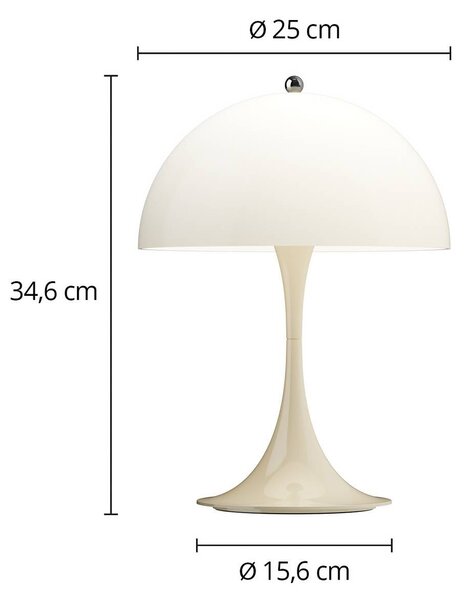Louis Poulsen Lampa stołowa LED Panthella 250, możliwość ściemniania, kremowy / amber, salon / jadalnia, tworzywo sztuczne, nowoczesny