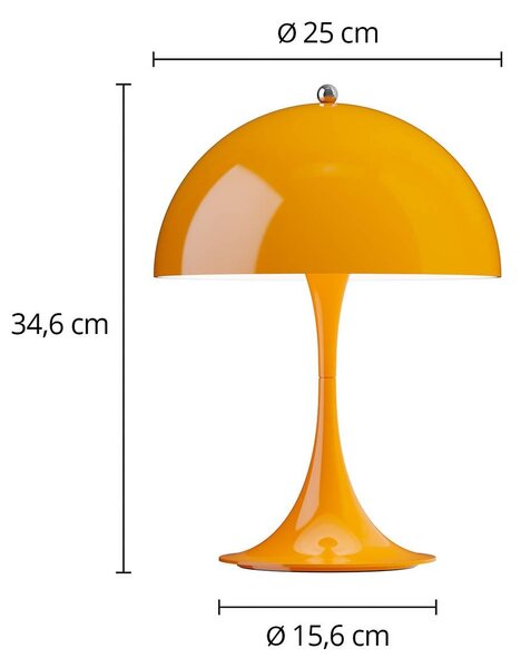 Louis Poulsen Lampa stołowa LED Panthella 250, możliwość ściemniania, żółty / pomarańczowy, salon / jadalnia, tworzywo sztuczne, nowoczesny