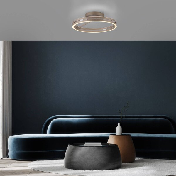 PURE Lampa sufitowa LED Loop, możliwość ściemniania, brązowy / mosiężny, salon / jadalnia, aluminium, nowoczesny