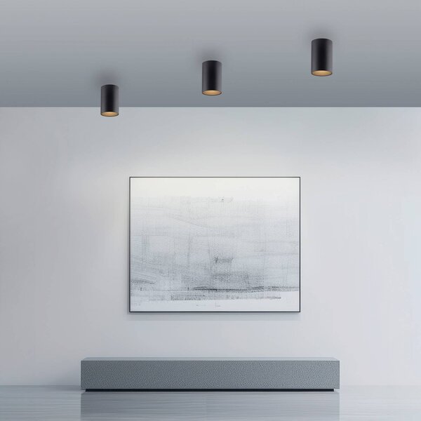PURE Lampa sufitowa Point, możliwość ściemniania, czarny, łazienka, metal, nowoczesny