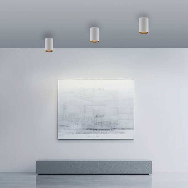 PURE Lampa sufitowa Point, możliwość ściemniania, biały / opal, łazienka, metal, nowoczesny