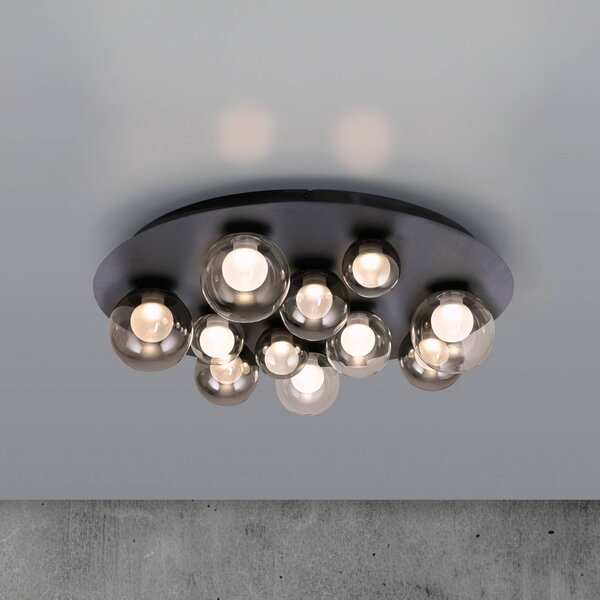 PURE Lampa sufitowa LED Popup, możliwość ściemniania, aluminiowy / szary / cynkowy, salon / jadalnia, metal