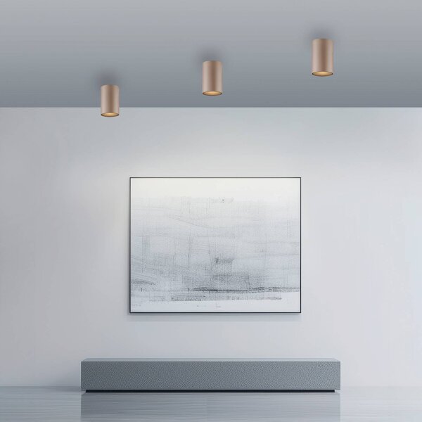 PURE Lampa sufitowa Point, możliwość ściemniania, brązowy / mosiężny, łazienka, metal, nowoczesny