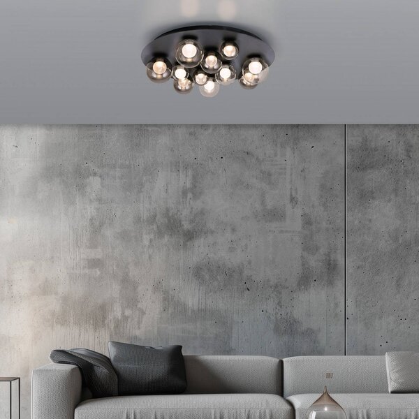 PURE Lampa sufitowa LED Popup, możliwość ściemniania, aluminiowy / szary / cynkowy, salon / jadalnia, metal