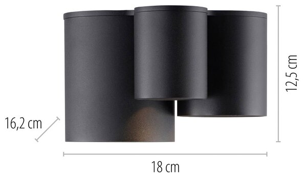 PURE Lampa sufitowa Point, możliwość ściemniania, czarny, łazienka, metal, nowoczesny
