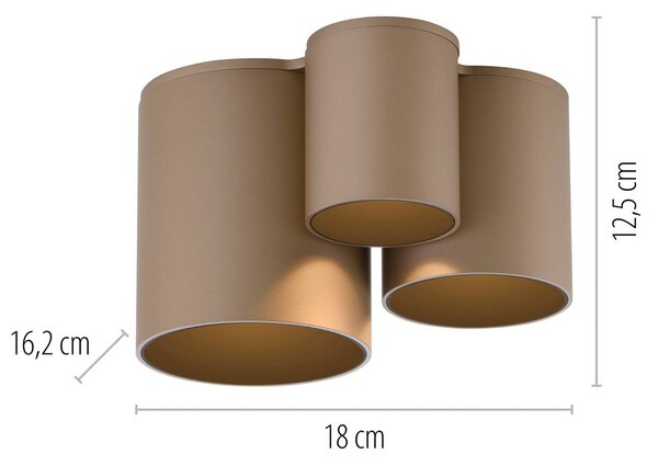 PURE Lampa sufitowa Point, możliwość ściemniania, brązowy / mosiężny, łazienka, metal, nowoczesny