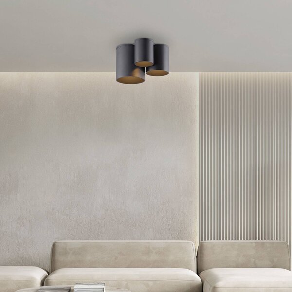 PURE Lampa sufitowa Point, możliwość ściemniania, czarny, łazienka, metal, nowoczesny