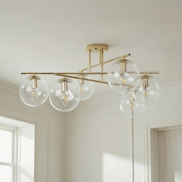 Lampa sufitowa Zoe Domiluce, możliwość ściemniania, mosiężny / złoty, salon / jadalnia, metal