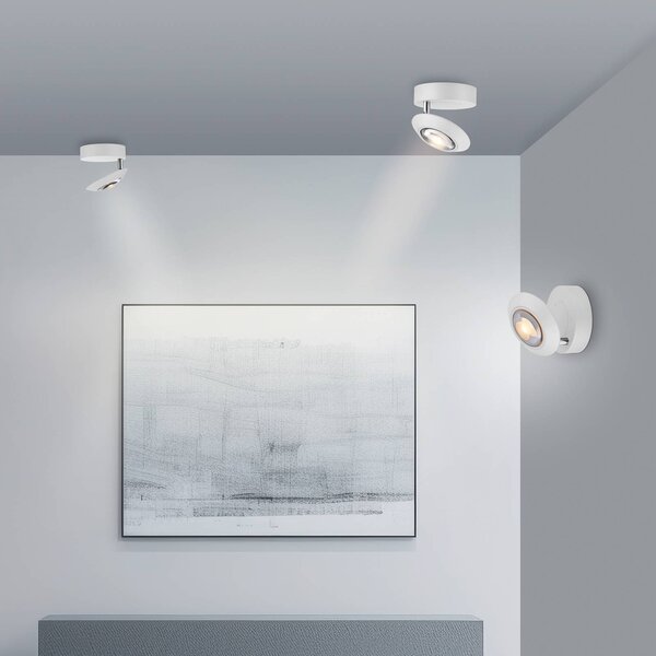 PURE Lampa sufitowa LED Oculis, możliwość ściemniania, biały / opal, salon / jadalnia, nowoczesny