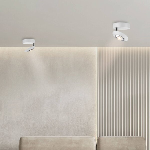PURE Lampa sufitowa LED Oculis, możliwość ściemniania, biały / opal, salon / jadalnia, nowoczesny
