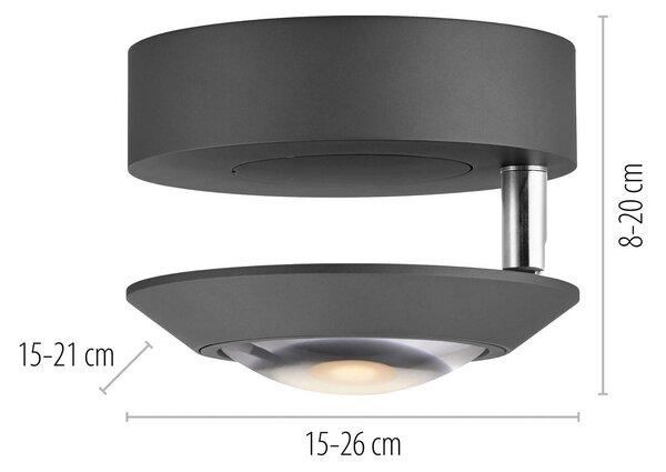 PURE Lampa sufitowa LED Oculis, możliwość ściemniania, czarny, salon / jadalnia, nowoczesny