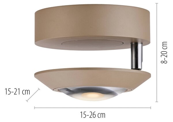 PURE Lampa sufitowa LED Oculis, możliwość ściemniania, brązowy / mosiężny, salon / jadalnia, nowoczesny