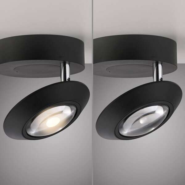 PURE Lampa sufitowa LED Oculis, możliwość ściemniania, czarny, salon / jadalnia, nowoczesny