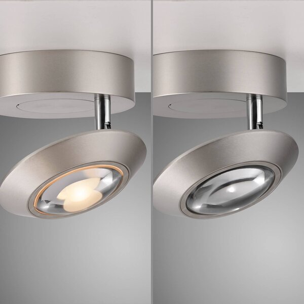 PURE Lampa sufitowa LED Oculis, możliwość ściemniania, chromowy / srebrny, salon / jadalnia, nowoczesny