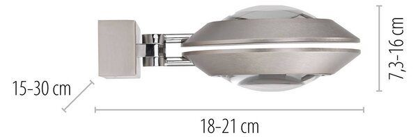 PURE Kinkiet LED Oculis, możliwość ściemniania, chromowy / srebrny, salon / jadalnia, nowoczesny