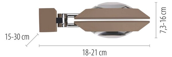 PURE Kinkiet LED Oculis, możliwość ściemniania, brązowy / mosiężny, salon / jadalnia, nowoczesny
