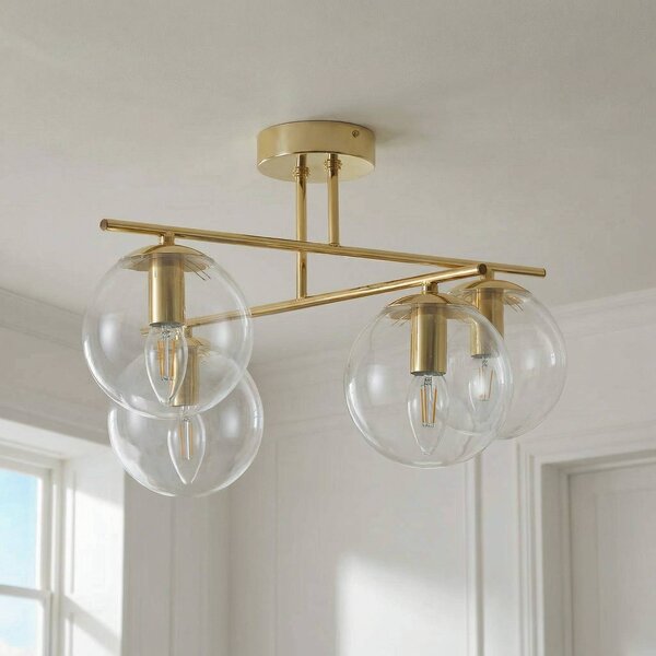Lampa sufitowa Zoe Domiluce, możliwość ściemniania, mosiężny / złoty, salon / jadalnia, metal