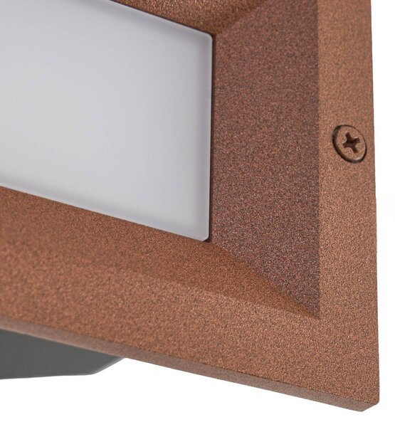 Lucande oprawa wpuszczana ścienna LED Lachlain, rdza, 25 cm, IP65 Lachlain, brązowy / rdzawy, aluminium, nowoczesny