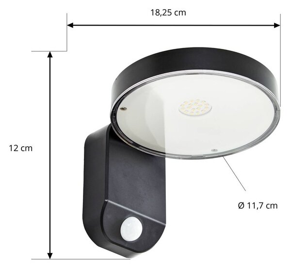 Lampa zewnętrzna z czujnikiem ruchu Tarlson PRIOS, czarny, tworzywo sztuczne, nowoczesny