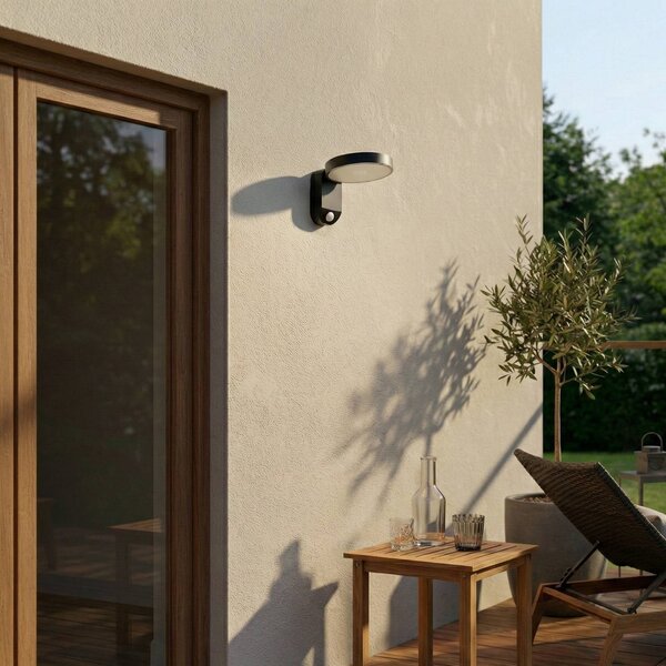 Lampa zewnętrzna z czujnikiem ruchu Tarlson PRIOS, czarny, tworzywo sztuczne, nowoczesny