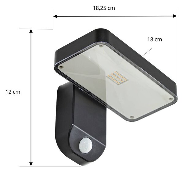 Lampa zewnętrzna z czujnikiem ruchu Tarlson PRIOS, czarny, tworzywo sztuczne, nowoczesny