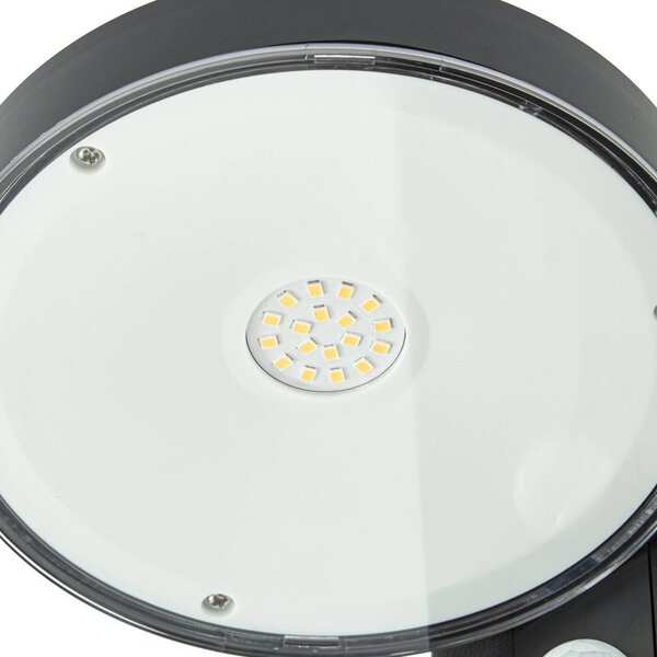PRIOS LED-słupek oświetleniowy solarny Tarlson, okrągły, antracytowy, czujnik Tarlson, czarny, tworzywo sztuczne, nowoczesny