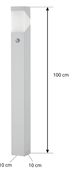Słupek oświetleniowy Lucande Kiran 100 cm, czujnik ruchu, jasnoszara, IP44 Lucande, możliwość ściemniania, aluminiowy / szary / cynkowy, aluminium, nowoczesny