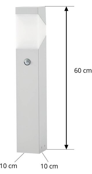 Słupek oświetleniowy Lucande Kiran, 60 cm, czujnik ruchu, jasnoszara, IP44 Kiran Lucande, możliwość ściemniania, aluminiowy / szary / cynkowy, aluminium, nowoczesny