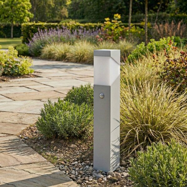 Słupek oświetleniowy Lucande Kiran, 60 cm, czujnik ruchu, jasnoszara, IP44 Kiran Lucande, możliwość ściemniania, aluminiowy / szary / cynkowy, aluminium, nowoczesny