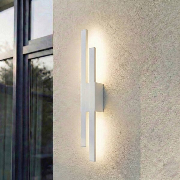 Kinkiet zewnętrzny LED Sakari Lindby, biały / opal, aluminium, nowoczesny
