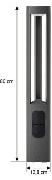 Słupek oświetleniowy LED Pirron Lucande, czarny, aluminium, nowoczesny